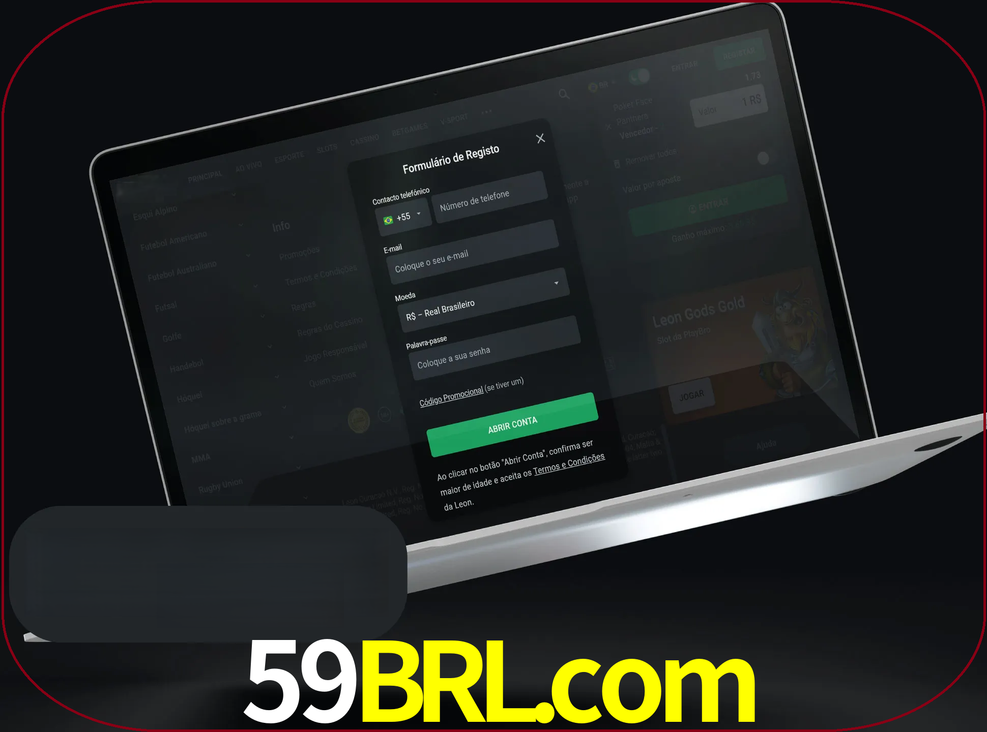 Abra o site da LeonBet e crie sua própria conta.