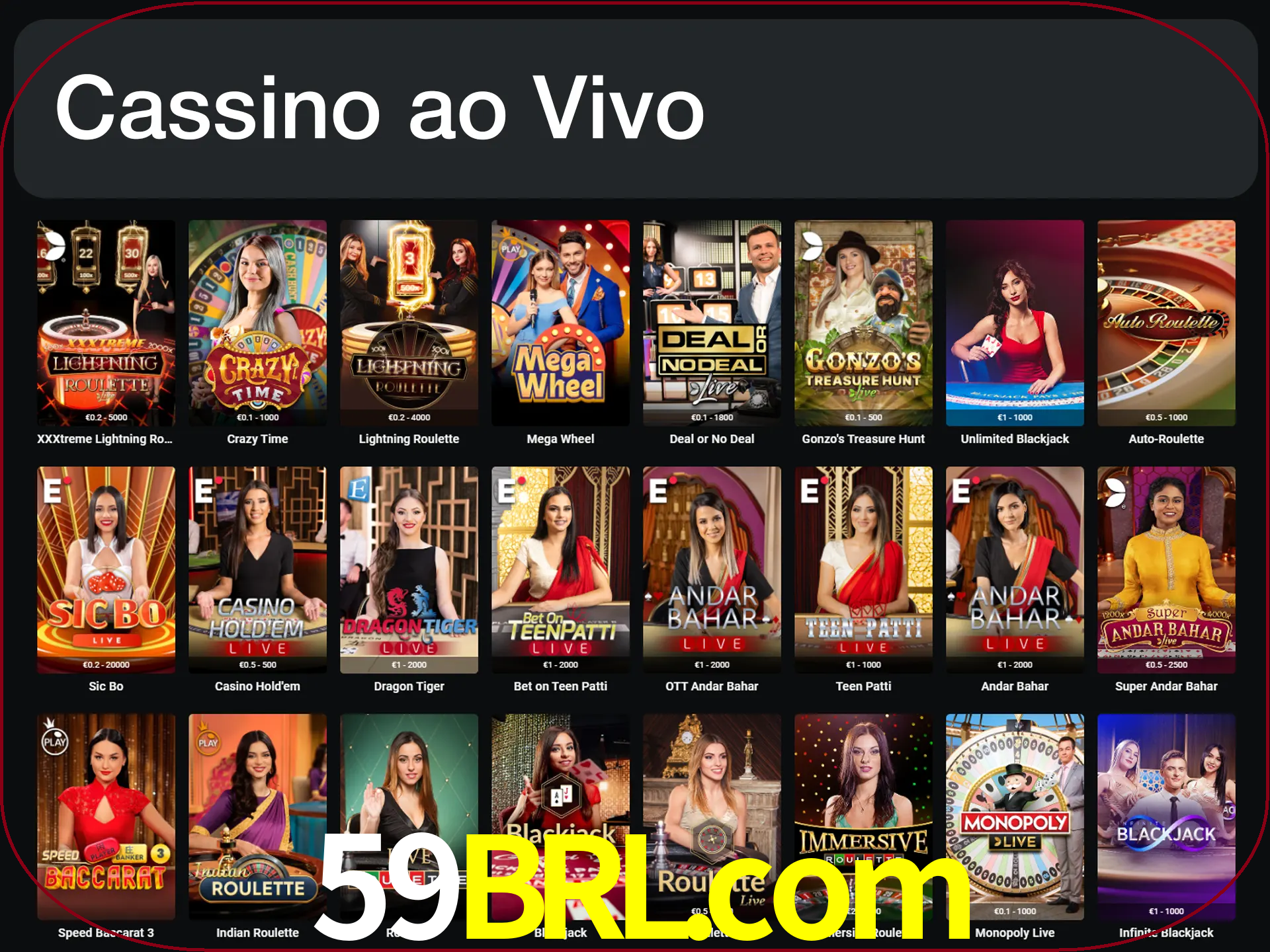 Jogue jogos de cassino com um verdadeiro dealer.