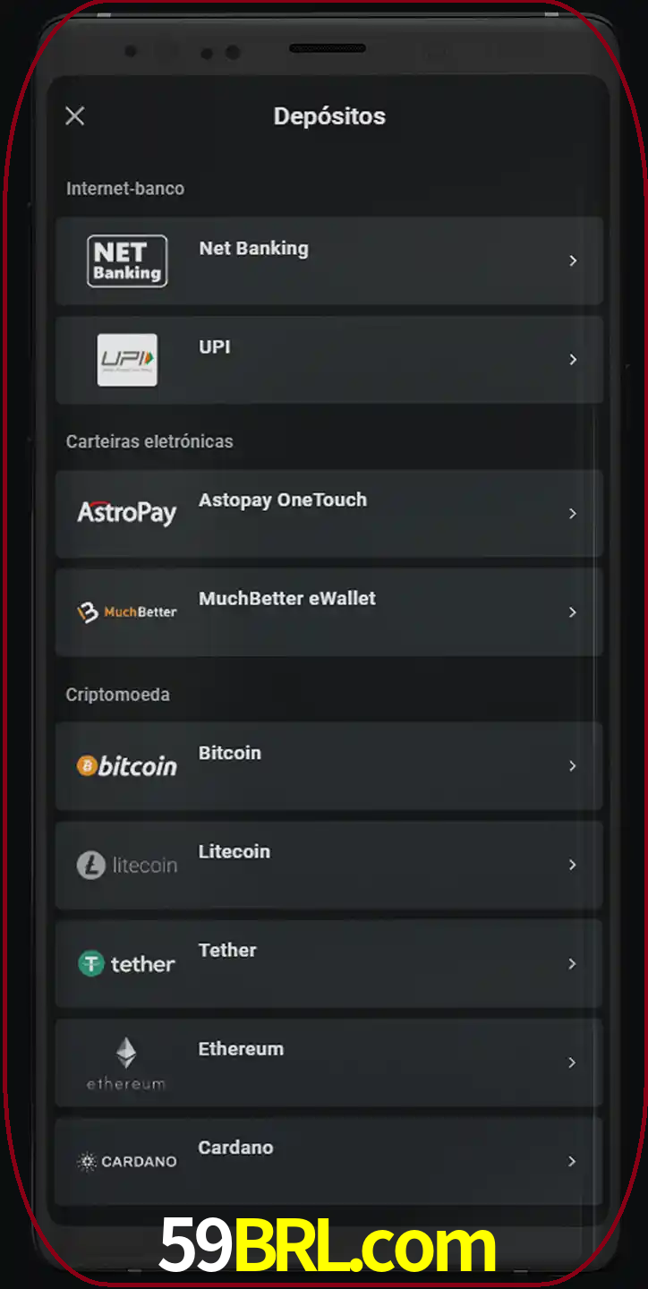 Você pode usar métodos alternativos de depósito.